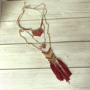 ❤️ 5 for $25 New Red and Gold tassel necklace trio